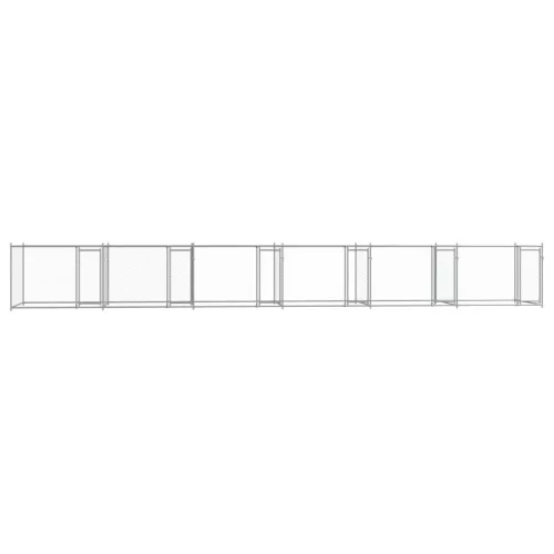  szürke horganyzott acél kutyaketrec ajtókkal 12 x 2 x 1,5 m