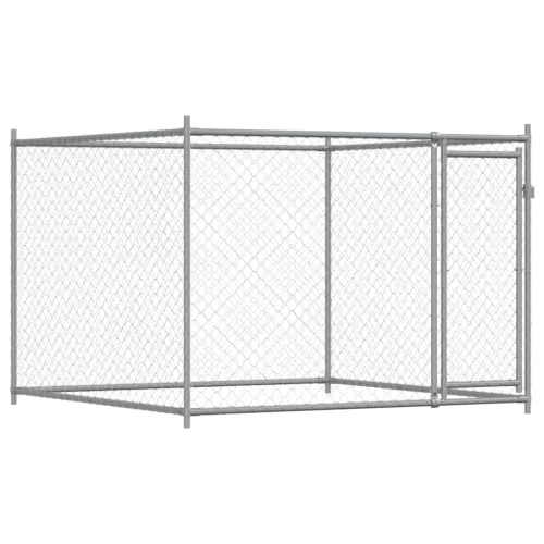  szürke horganyzott acél kutyaketrec ajtókkal 12 x 2 x 1,5 m