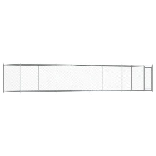  szürke horganyzott acél kutyaketrec ajtóval 8 x 2 x 1,5 m