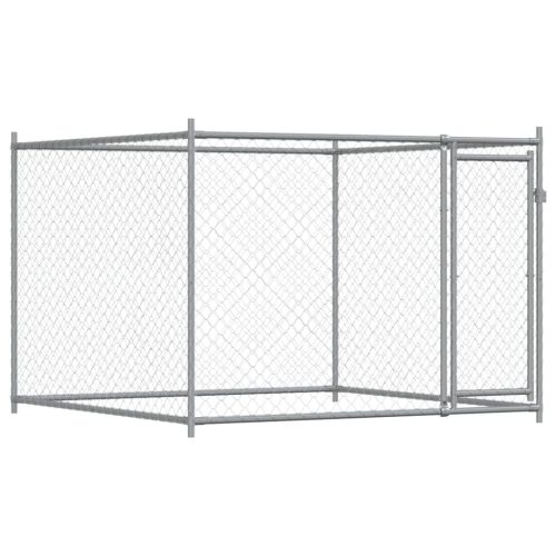  szürke horganyzott acél kutyaketrec ajtóval 10 x 2 x 1,5 m