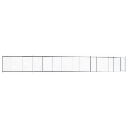  szürke horganyzott acél kutyaketrec ajtóval 12 x 2 x 1,5 m