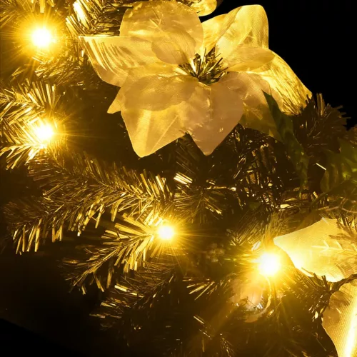  fekete PVC karácsonyi füzér LED-ekkel 2,7 m