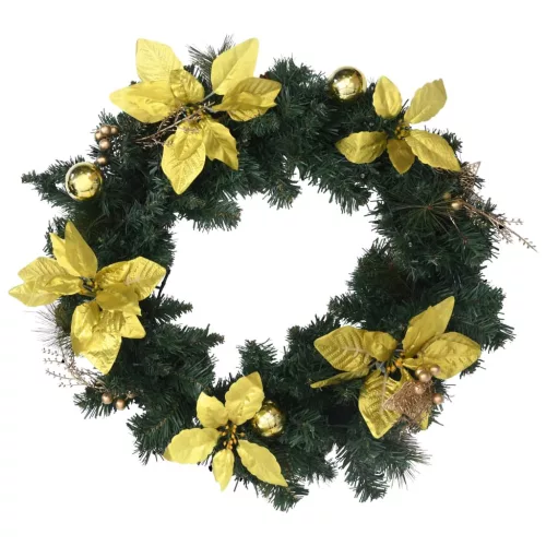 zöld PVC karácsonyi koszorú LED-lámpákkal 60 cm
