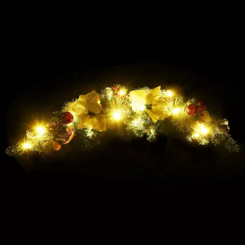  zöld PVC karácsonyi boltív LED-lámpákkal 90 cm