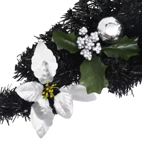  fekete PVC karácsonyi boltív LED-lámpákkal 90 cm