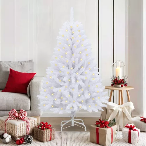  Mű karácsonyfa 150 LED-del Fehér 150 cm PVC és fém