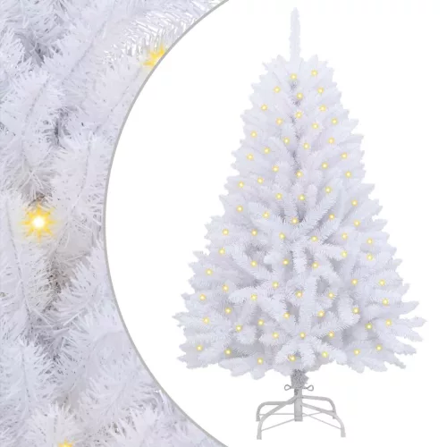  Mű karácsonyfa 150 LED-del Fehér 150 cm PVC és fém