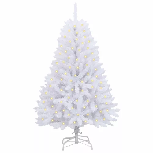  Mű karácsonyfa 150 LED-del Fehér 150 cm PVC és fém
