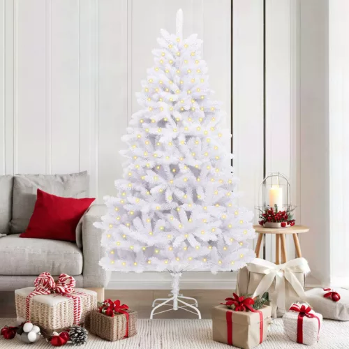  Mű karácsonyfa 300 LED-del Fehér 180 cm PVC és fém