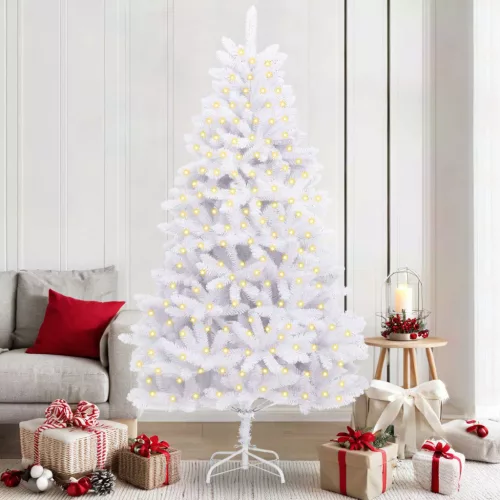  Mű karácsonyfa 300 LED-del Fehér 210 cm PVC és fém