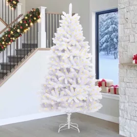  Mű karácsonyfa 300 LED-del Fehér 270 cm PVC és fém