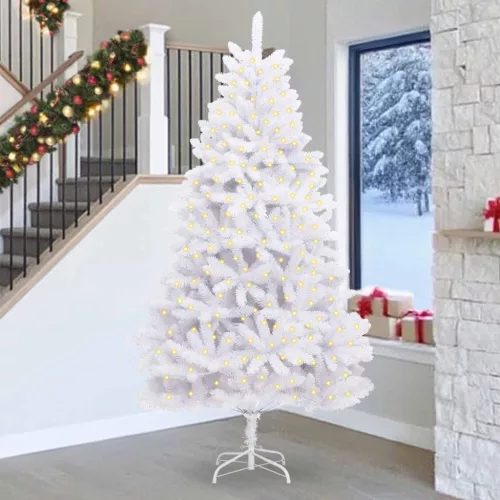  Mű karácsonyfa 300 LED-del Fehér 270 cm PVC és fém
