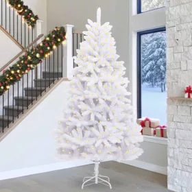  Mű karácsonyfa 300 LED-del Fehér 300 cm PVC és fém