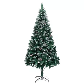  műkarácsonyfa fenyőtobozokkal és fehér hóval 240 cm