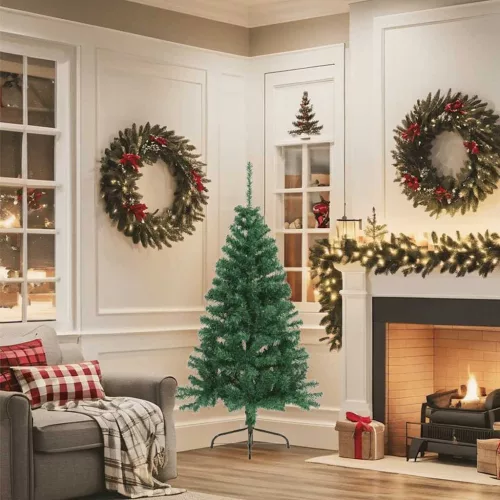  zöld PVC fél műkarácsonyfa állvánnyal 150 cm