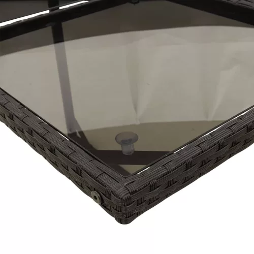  5 részes fekete polyrattan kerti étkezőgarnitúra párnákkal