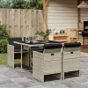  5részes világosszürke polyrattan kerti étkezőgarnitúra párnával