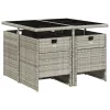  5részes világosszürke polyrattan kerti étkezőgarnitúra párnával
