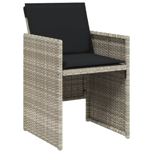  5részes világosszürke polyrattan kerti étkezőgarnitúra párnával