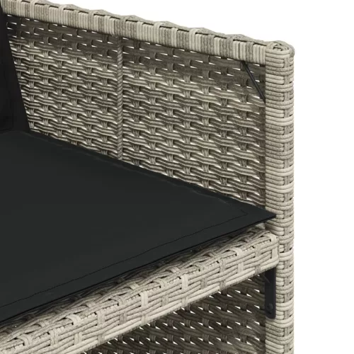  5részes világosszürke polyrattan kerti étkezőgarnitúra párnával