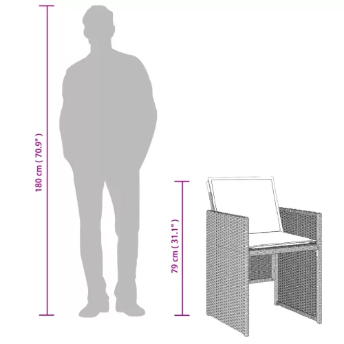  5részes világosszürke polyrattan kerti étkezőgarnitúra párnával