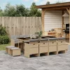  13részes vegyes bézs polyrattan kerti étkezőgarnitúra párnákkal