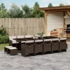  15 részes barna polyrattan kerti ülőgarnitúra párnákkal