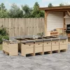  15 részes vegyes bézs polyrattan kerti étkezőgarnitúra párnával