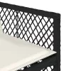  7 részes fekete polyrattan kerti étkezőgarnitúra párnával