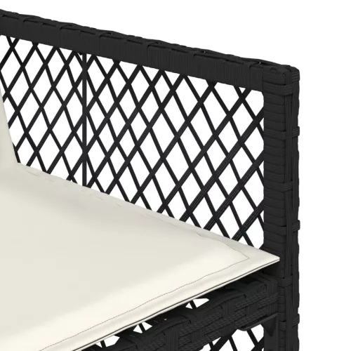  7 részes fekete polyrattan kerti étkezőgarnitúra párnával