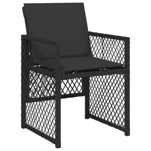  7 részes fekete polyrattan kerti étkezőgarnitúra párnával