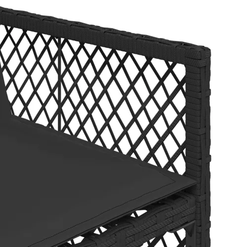  7 részes fekete polyrattan kerti étkezőgarnitúra párnával