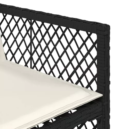  11 részes fekete polyrattan kerti étkezőgarnitúra párnákkal
