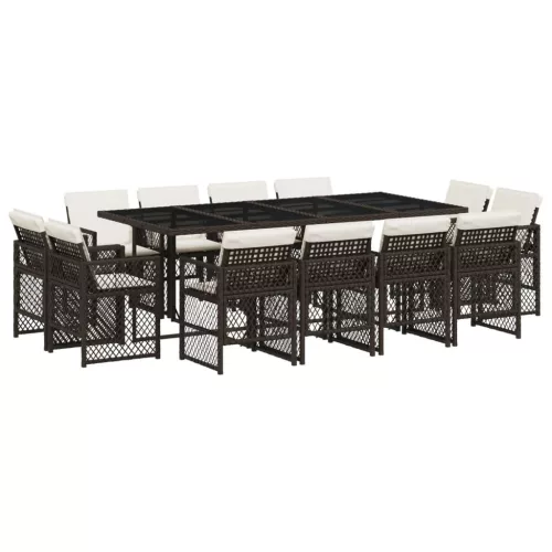  13 részes barna polyrattan kerti ülőgarnitúra párnákkal