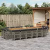  17 részes szürke polyrattan kerti étkezőgarnitúra párnával