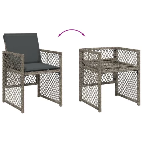  17 részes szürke polyrattan kerti étkezőgarnitúra párnával