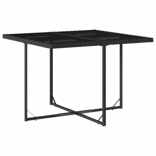 5 részes fekete polyrattan kerti étkezőgarnitúra párnákkal