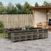  13 részes szürke polyrattan kerti ülőgarnitúra párnákkal