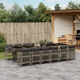    13 részes szürke polyrattan kerti ülőgarnitúra párnákkal