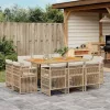  11 részes bézs polyrattan kerti étkezőgarnitúra párnákkal