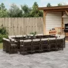  15 részes barna polyrattan kerti ülőgarnitúra párnákkal