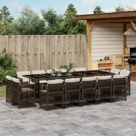    15 részes barna polyrattan kerti ülőgarnitúra párnákkal