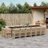  17 részes bézs polyrattan kerti étkezőgarnitúra párnákkal