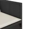  5 részes fekete polyrattan kerti étkezőgarnitúra párnákkal