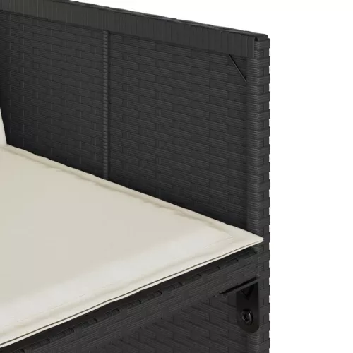  5 részes fekete polyrattan kerti étkezőgarnitúra párnákkal