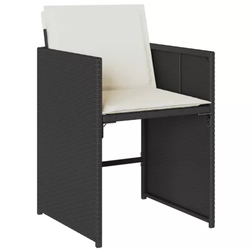  7 részes fekete polyrattan kerti étkezőgarnitúra párnával