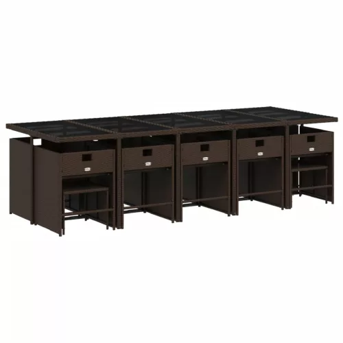  15 részes barna polyrattan kerti ülőgarnitúra párnákkal