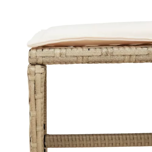  15 részes bézs polyrattan kerti étkezőgarnitúra párnákkal