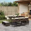  11 részes barna polyrattan kerti ülőgarnitúra párnákkal
