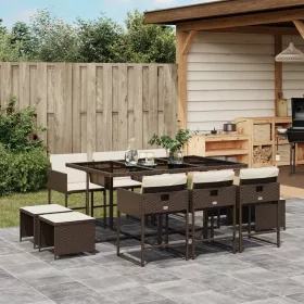    11 részes barna polyrattan kerti ülőgarnitúra párnákkal